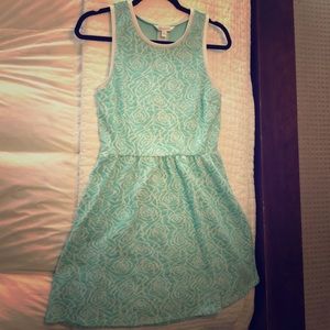 Aqua and white floral dress
